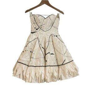 Vintage Fabrice New York for Bergdorf Goodman Womens Strapless Silk Cocktail Dre